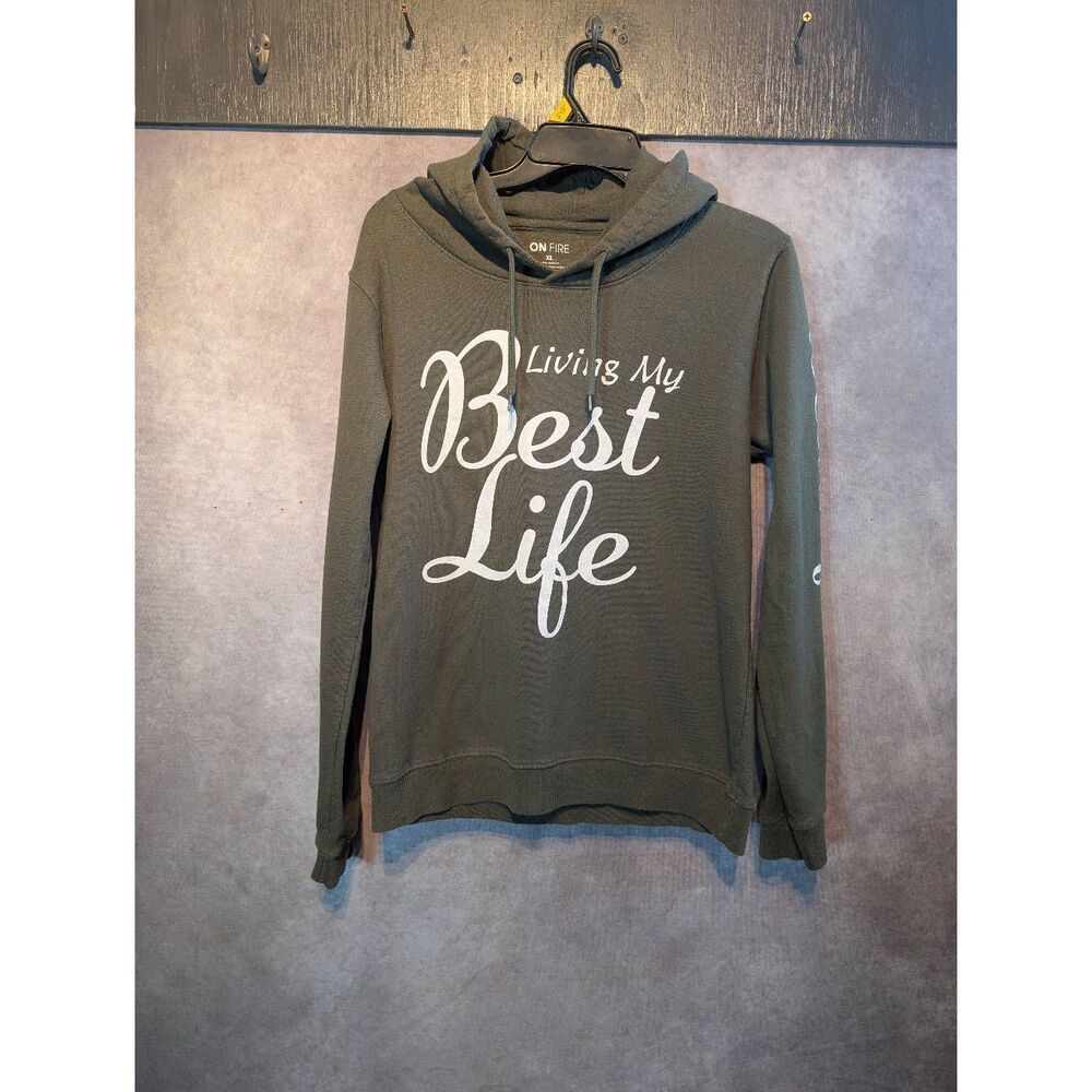 On fire " living my best life" pullover hoodie XL